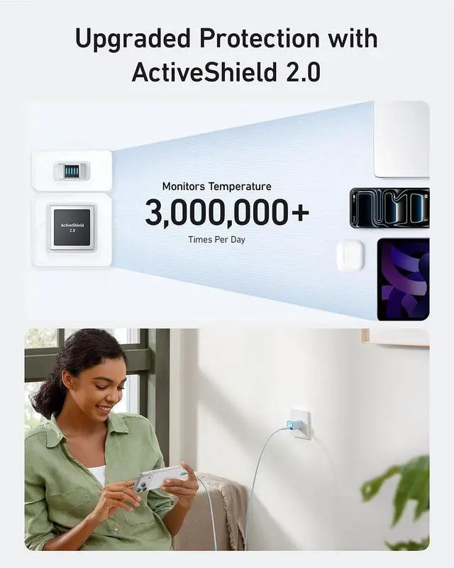 Alt view image 5 of 6 - Nano Phone Charger, USB C GaN Charger 30W, PIQ 3.0 Foldable PPS Fast Charger USB C for iPhone 17 / 16 and more series, Galaxy, iPad, Compatible with MagSafe