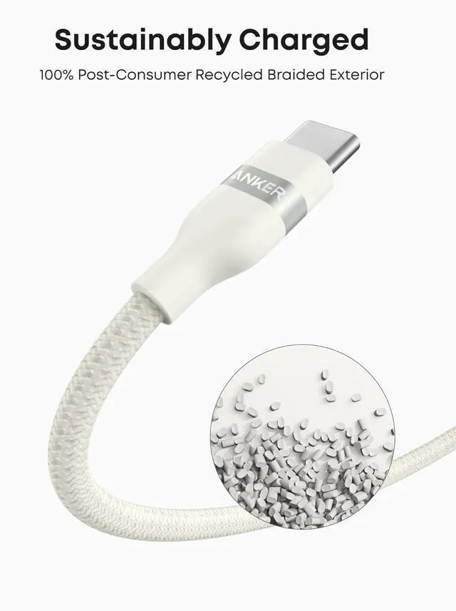 Alt view image 5 of 7 - Car Carplay Cable for iPhone 17 16 Pro Max Plus, Upcycled Braided USB A to USB C Car Charger Cord for Samsung Note20 and More(6FT,White) (Pack of 2)