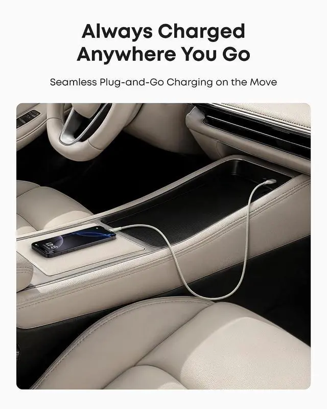Alt view image 6 of 7 - Car Carplay Cable for iPhone 17 16 Pro Max Plus, Upcycled Braided USB A to USB C Car Charger Cord for Samsung Note20 and More(6FT,White) (Pack of 2)
