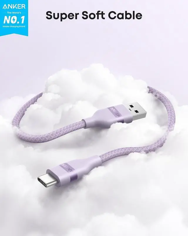 Alt view image 2 of 7 - Car Carplay Cable for iPhone 17 16 Pro Max Plus, Upcycled Braided USB A to USB C Car Charger Cord for Samsung Note20 and More (3FT,Violet)