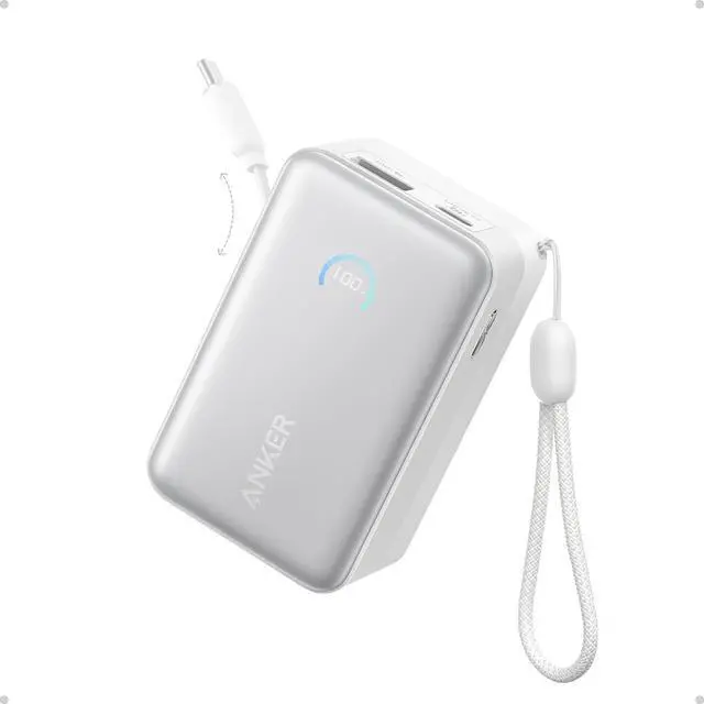 Main image of Nano Portable Charger, 45W 10000mAh with 2.3 ft Retractable Cable, Compact Power Bank, Travel Essential Phone Battery Pack for iPhone 17/16 Series, iPad, Galaxy, Pixel, and More