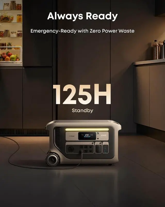 Alt view image 5 of 7 - SOLIX F3000 Portable Power Station with 400W Solar Panel, 3,072Wh,6,000W Recharging, Solar Generator for Home Use, Expandable to 24kWh, For Outages, Camping, RVs, and Emergencies