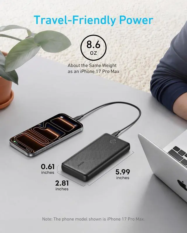 Alt view image 6 of 7 - Power Bank(PowerCore 10K), Compact Travel-Ready 10,000mAh Battery Pack with PowerIQ Charging Technology, 5V/3A High-Speed Charging for iPhone, iPad,and More (1, Black)