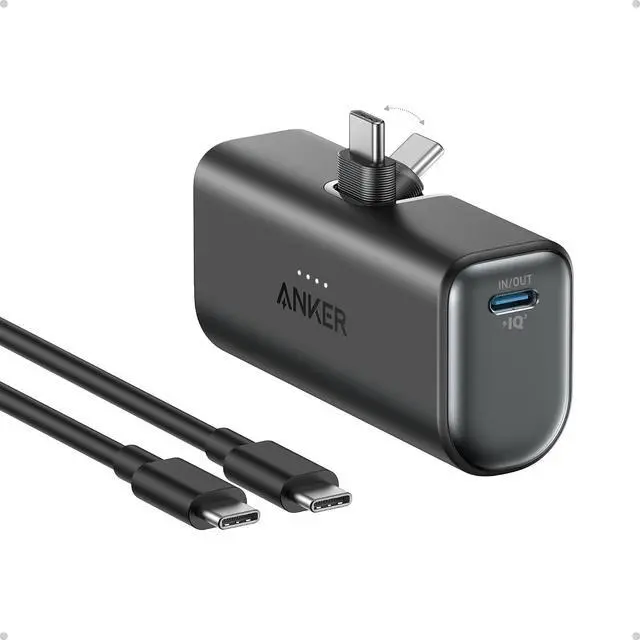 Main image of Portable Charger, Nano Power Bank with Built-in USB C Connector, 5,000mAh Portable Charger 22.5W, for iPhone 17/16/15 Series, Samsung S22/23 Series, iPad Pro/Air, AirPods, and More