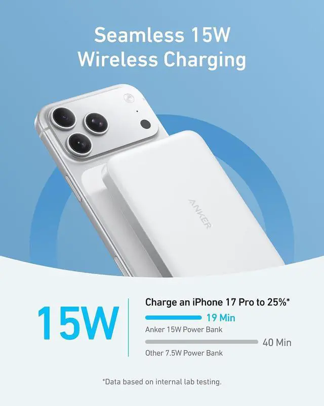 Alt view image 3 of 6 - MagGo Power Bank, Slim 10,000mAh Magnetic Battery Pack, Qi2 Certified 15W Ultra-Fast MagSafe Compatible Portable Charger, Ergonomic Design, for iPhone17/16/15/14 Series, and More