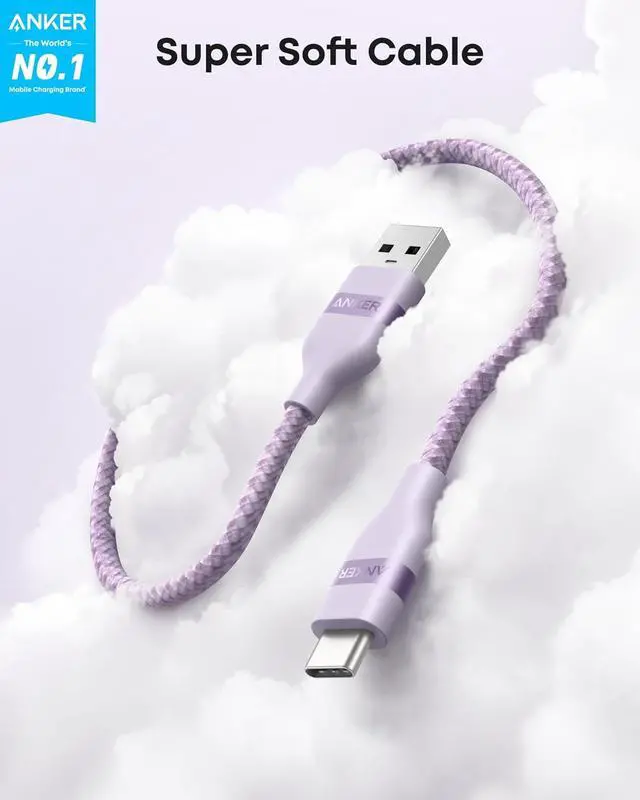 Alt view image 2 of 7 - Car Carplay Cable for iPhone 17 16 Pro Max Plus, Upcycled Braided USB A to USB C Car Charger Cord for Samsung Note20 and More (6FT,Violet)