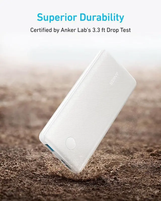Alt view image 4 of 7 - Power Bank(PowerCore 10K), Compact Travel-Ready 10,000mAh Battery Pack with PowerIQ Charging Technology, 5V/3A High-Speed Charging for iPhone, iPad,and More (1, White)