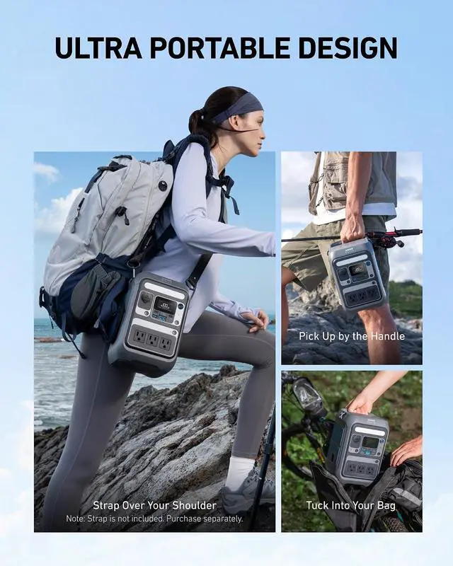 Alt view image 4 of 5 - Solar Generator SOLIX C300 with 60W Solar Panel, 288Wh Portable Power Station, 300W (600W Surge), LiFePO4 Battery, 140W Two-Way Fast Charging, for Outdoor Camping, Traveling, and Emergencies