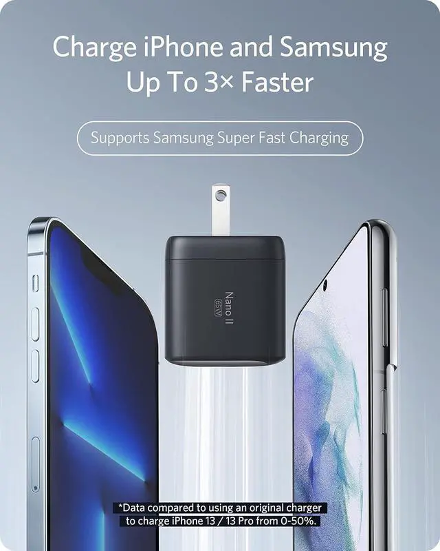 Alt view image 5 of 7 - Nano USB C Charger,65W GaN II PPS Fast Compact Foldable Charger for MacBook Pro, Galaxy, Dell, iPhone 17/16, iPad Pro, and More