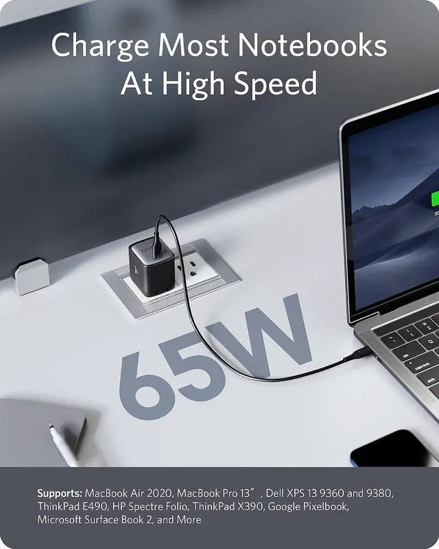 Alt view image 3 of 7 - Nano USB C Charger,65W GaN II PPS Fast Compact Foldable Charger for MacBook Pro, Galaxy, Dell, iPhone 17/16, iPad Pro, and More