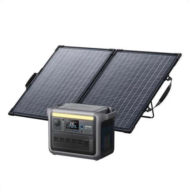 Main image of SOLIX C1000 Portable Power Station with 100W Bifacial Solar Panel, 1,800W Solar Generator, 1056Wh LFP (LiFePO4) Battery, 6 AC Outlets, Up to 2400W for Home, Power Outages, and Outdoor Camping