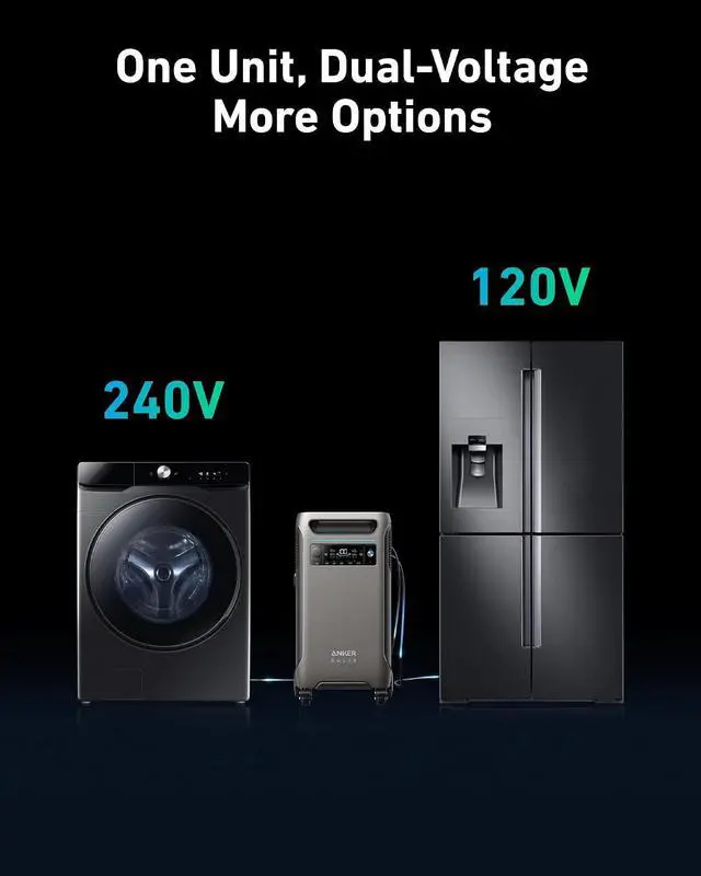 Alt view image 3 of 5 - SOLIX F3800 Portable Power Station and BP3800 Expansion Battery, 7.68kWh LiFePO4 Batteries, 6000W AC Output, Solar Generator for Home Backup, RVs, Emergencies, Power Outages, and Outdoor Camping