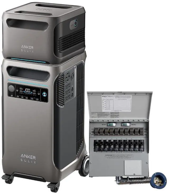 Main image of SOLIX F3800 120V/240V Home Backup Kit, 7.68kWh Portable Power Station with Transfer Switch Kit, LiFePO4 Battery, 6000W AC Output, Solar Generator for Home Use, RV, Emergencies, & Outages