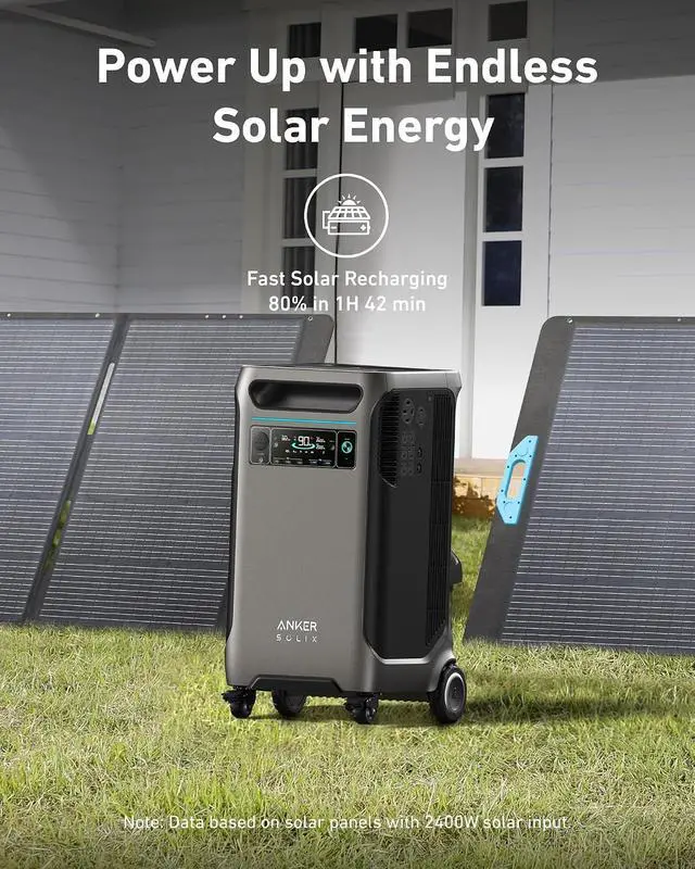 Alt view image 7 of 7 - SOLIX F3800 Portable Power Station, 3840Wh, LiFePO4 Batteries, Ultra-High 6000W AC Output with 120V/240V, Solar Generator for Home Backup, RVs, Emergencies, Power Outages, and Outdoor Camping