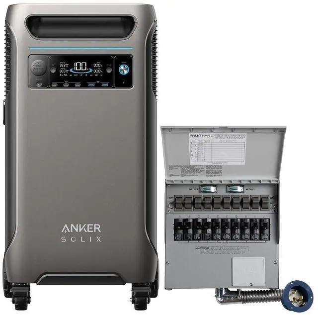 Main image of SOLIX F3800 120V/240V Home Backup Kit, 3840Wh Portable Power Station with Transfer Switch Kit, 6000W AC Output, Solar Generator for Home Use, RV, Emergencies, Power Outages, Outdoor Camping