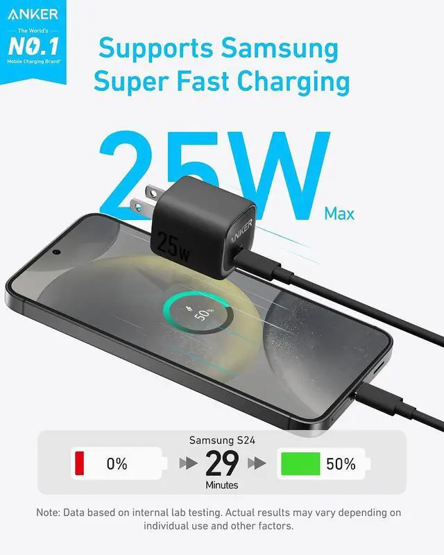 Alt view image 3 of 6 - 25W USB C Charger Block, Compact and Foldable Type C Charger, Supports PPS Fast Charging for Galaxy S24/Z Fold/Z Flip/Tab, iPhone 17/16 Series, iPad (Black, 1pack with Cable)