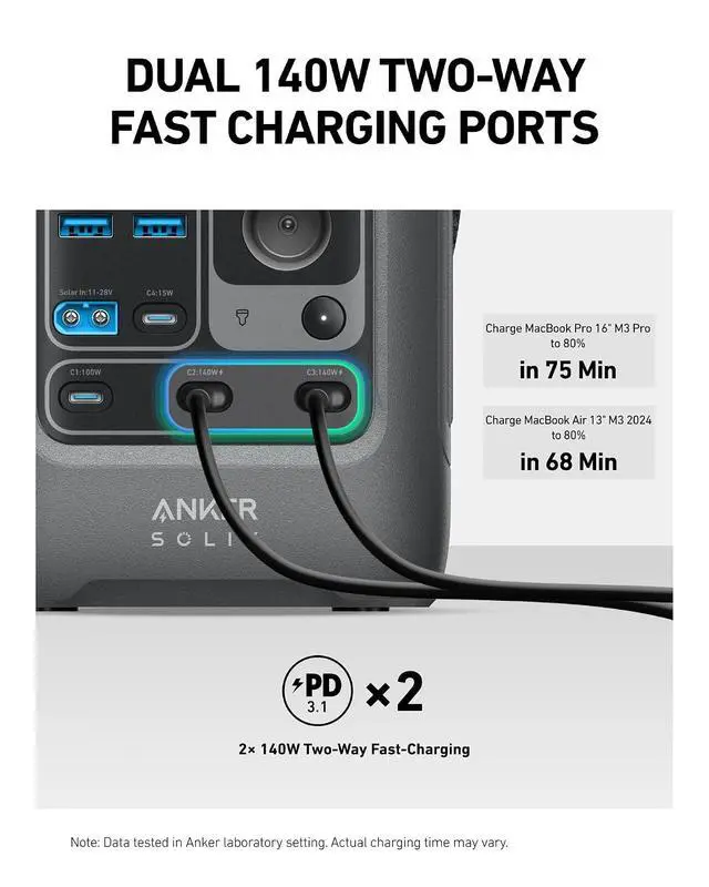 Alt view image 5 of 7 - SOLIX C300 DC Power Bank Station, Outdoor 288Wh Portable Power Station, LiFePO4 Battery, 300W Solar Generator, for Camping, Traveling, and Emergencies (No Wall Charger Included)