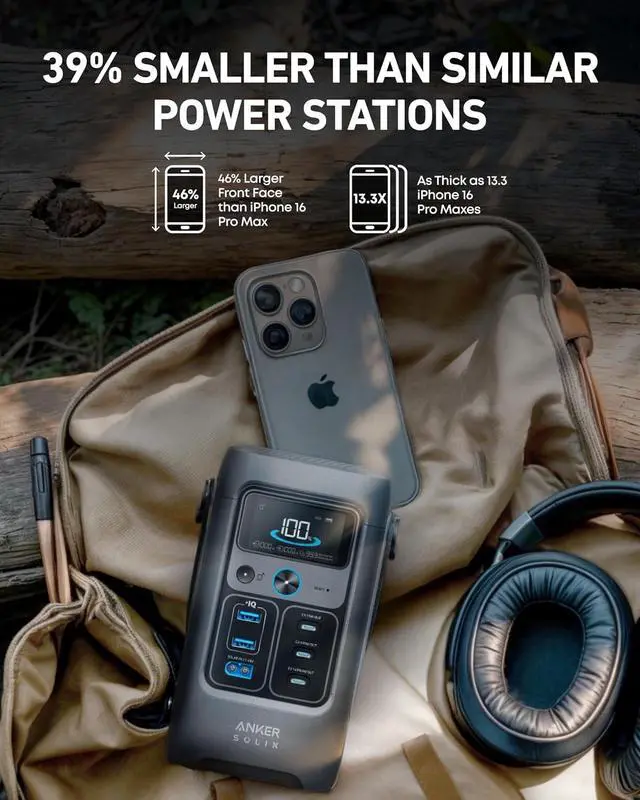 Alt view image 4 of 7 - SOLIX C200 DC Power Bank Station, 192Wh Portable Power Station, LiFePO4 Battery, 200W Solar Generator, for Outdoor Camping, Traveling, and Emergencies (No Wall Charger Included)