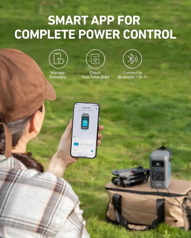 Alt view image 7 of 7 - SOLIX C200 DC Power Bank Station, 192Wh Portable Power Station, LiFePO4 Battery, 200W Solar Generator, for Outdoor Camping, Traveling, and Emergencies (No Wall Charger Included)