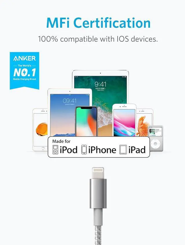 Alt view image 2 of 7 - USB A to Lightning Cable(6FT, 2Pack), MFi Certified Nylon USB to Lightning Cord for iPhone 14/13/12/11 Pro/11/XS MAX/XR/8/7/6s Plus Cable(Silver)