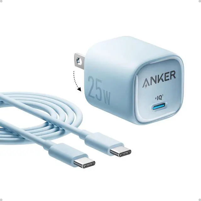 Main image of 25W USB C Charger Block, Compact and Foldable Type C Charger, Supports PPS Fast Charging for Galaxy S24/Z Fold/Z Flip/Tab, iPhone 17/16 Series, iPad (Blue)