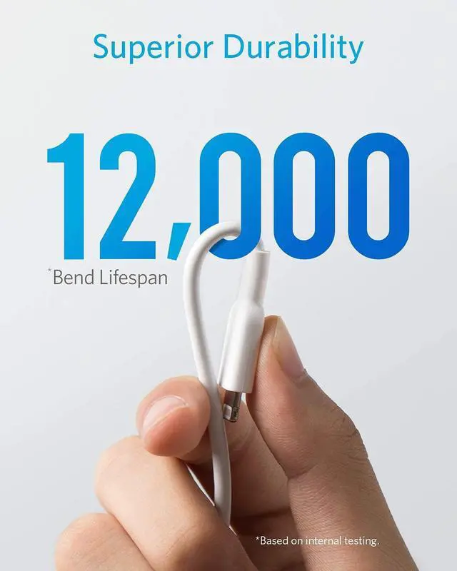Alt view image 4 of 6 - Anker iPhone Cable, Powerline II Lightning Cable, Probably The World's Most Durable Cable, MFi Certified for iPhone Xs/XS Max/XR/X / 8/8 Plus / 7/7 Plus / 6/6 Plus / 5S (White)