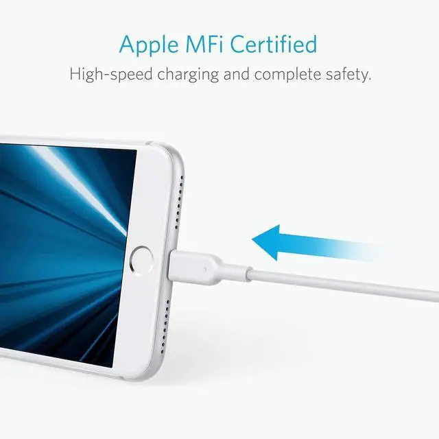 Alt view image 2 of 7 - Powerline II Lightning Cable,Apple MFi Certified,USB Charging/Sync Lightning Cord Compatible with iPhone 11 Series/SE/Xs/XR,and More (3, White, 3FT*3)
