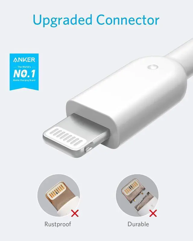 Alt view image 2 of 5 - Powerline II Lightning Cable,Apple MFi Certified,USB Charging/Sync Lightning Cord Compatible with iPhone 11 Series/SE/Xs/XR,and More(6FT,White)