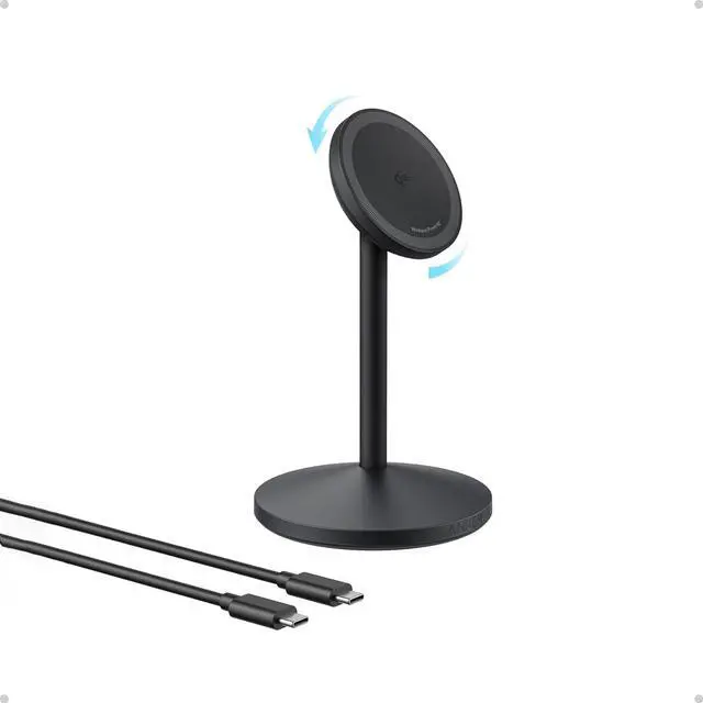 Main image of MagGo iPhone 17 MagSafe Charger Compatible Stand, 15W Fast Magnetic Wireless Charging Station, Qi2 Certified 360° Wireless Charger, Magnetic Stand for iPhone 17/16/15/14/13 Series (No Adapter)