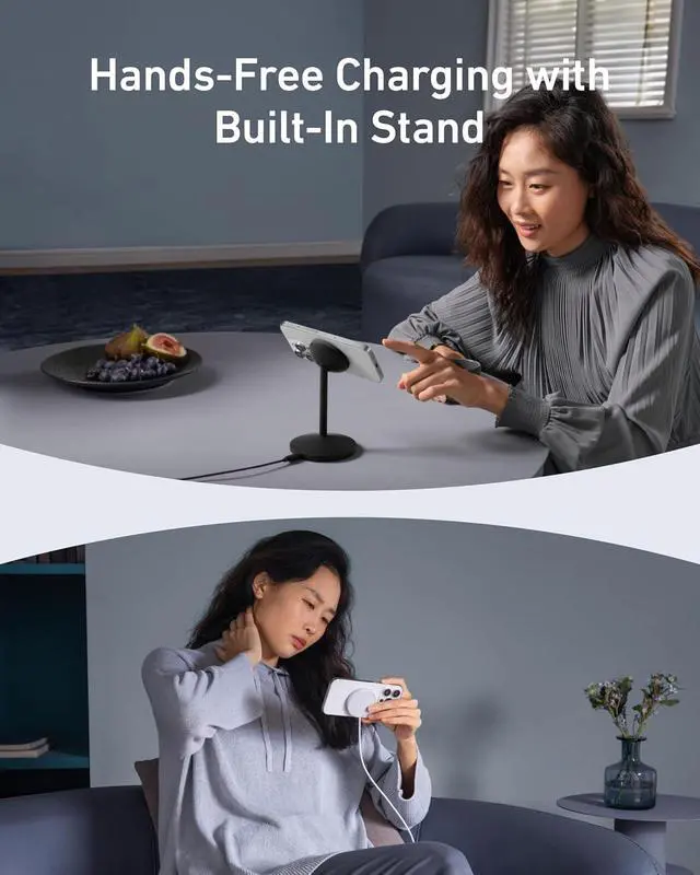 Alt view image 4 of 7 - MagGo iPhone 17 MagSafe Charger Compatible Stand, 15W Fast Magnetic Wireless Charging Station, Qi2 Certified 360° Wireless Charger, Magnetic Stand for iPhone 17/16/15/14/13 Series (No Adapter)