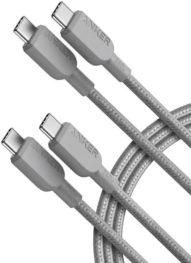 Main image of USB C to USB C Cable (2Pack, 6FT),240W Type-C Fast Charging Cord for iPhone 17/16 Series,MacBook Pro 2020,iPad Air 4 and More (Grey)