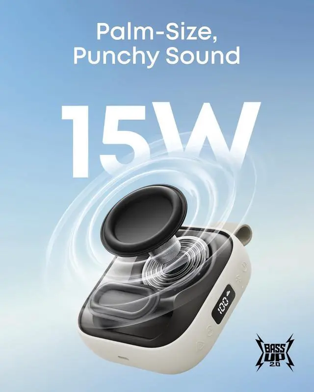 Alt view image 2 of 6 - Anker Boom Go 3i Portable Bluetooth Speaker, 15W Punchy Sound, 24H Playtime, IP68, BassUp 2.0, Emergency Charging, Bluetooth 6.0, Waterproof Speaker for Hiking/Cycling/Camping (Beige)