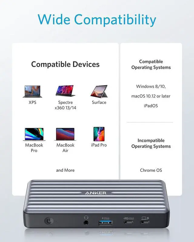 Alt view image 7 of 7 - USB C Docking Station, PowerExpand 9-in-1 USB-C PD Dock, 60W Charging for Laptop, 20W Power Delivery Charging, 4K HDMI and DisplayPort, USB3.0&USB2.0 Data, Gigabit Ethernet, 3.5 mm Audio