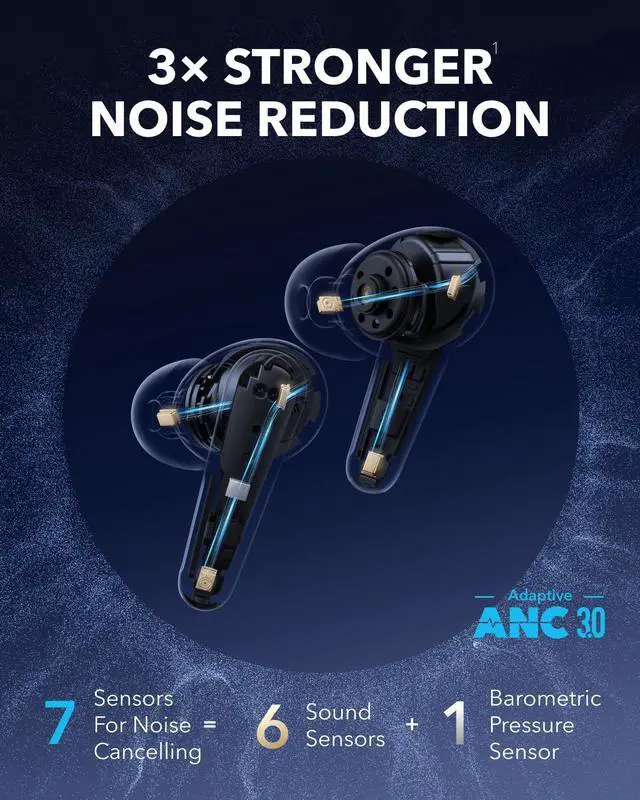 Alt view image 3 of 5 - Soundcore Liberty 4 Pro by Anker, Noise Cancelling Wireless Earbuds, 7-Sensor and Real-Time Adaptive Noise Cancelling, 2× Faster Charging, Studio-Level Hi-Fi Music, Clear Calls with 6 Mics and AI
