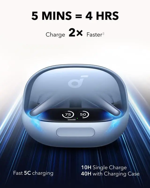 Alt view image 5 of 5 - Soundcore Liberty 4 Pro by Anker, Noise Cancelling Wireless Earbuds, 7-Sensor and Real-Time Adaptive Noise Cancelling, 2× Faster Charging, Studio-Level Hi-Fi Music, Clear Calls with 6 Mics and AI
