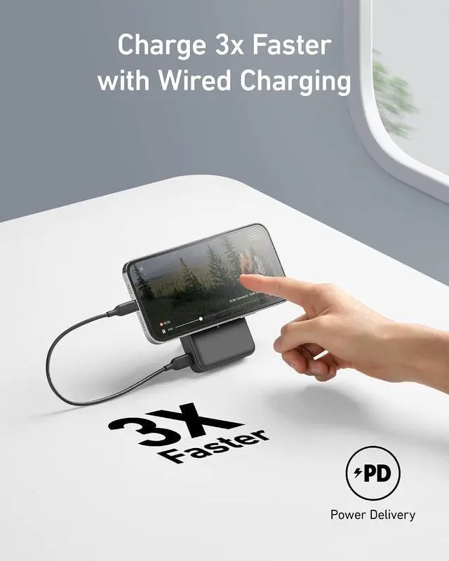 Alt view image 5 of 7 - ANKER 633 Magnetic Battery, 10,000mAh Foldable Wireless Portable Charger, 20W USB-C Power Delivery Power Bank with Stand, Magsafe-Compatible for iPhone 16/15/14/13/12 Series (Black)