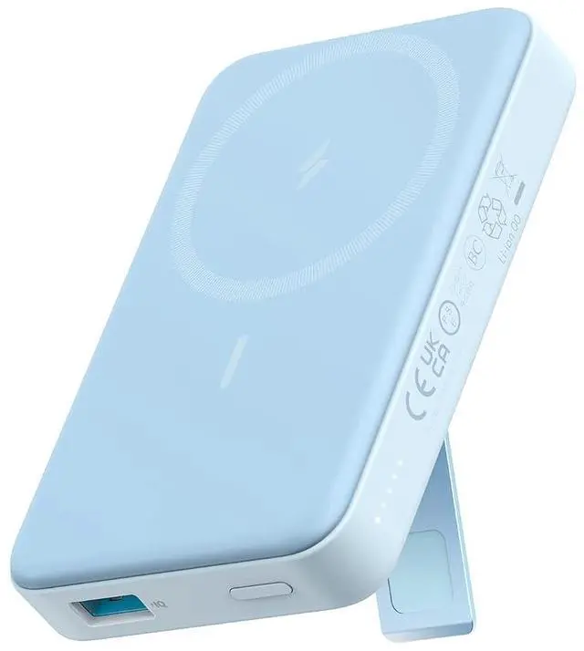 Main image of 633 Magnetic Battery, 10,000mAh Wireless Portable Charger, 20W USB-C Power Bank with Stand, Magsafe-Compatible for iPhone 16/15/14 Series (Blue)
