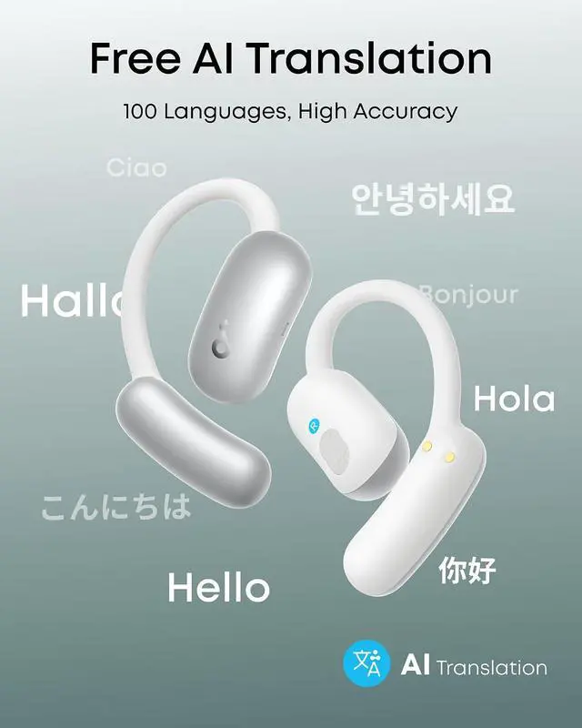 Alt view image 2 of 7 - AeroFit 2 AI Assistant Open-Ear Headphones by Anker, Pressure-Free Fit, 2X Richer Bass, Real-Time Translation Earbuds, Hi-Res, 35H Playtime, IP55