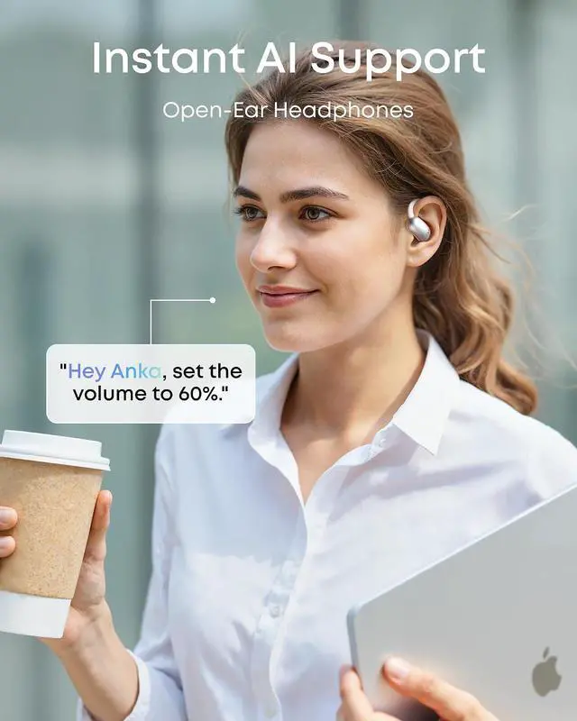 Alt view image 3 of 7 - AeroFit 2 AI Assistant Open-Ear Headphones by Anker, Pressure-Free Fit, 2X Richer Bass, Real-Time Translation Earbuds, Hi-Res, 35H Playtime, IP55