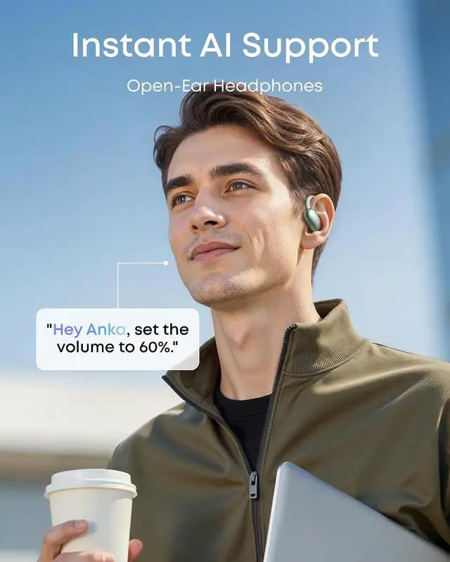 Alt view image 3 of 7 - Soundcore AeroFit 2 AI Assistant Open-Ear Headphones by Anker, Pressure-Free Fit, 2X Richer Bass, Real-Time Translation Earbuds, Hi-Res, 35H Playtime, IP55
