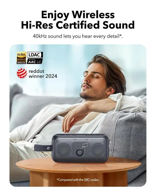 Alt view image 2 of 7 - Motion 300 by Anker, Bluetooth Speaker, Wireless Hi-Res Portable Speaker, IPX7 Waterproof, BassUp, Bluetooth 5.3, 30W Stereo Sound, 13H Playtime for Home, Shower, Outdoor, and Travel