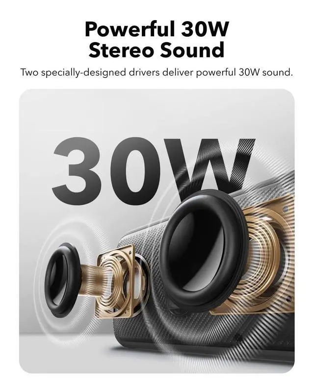 Alt view image 3 of 7 - Motion 300 by Anker, Bluetooth Speaker, Wireless Hi-Res Portable Speaker, IPX7 Waterproof, BassUp, Bluetooth 5.3, 30W Stereo Sound, 13H Playtime for Home, Shower, Outdoor, and Travel
