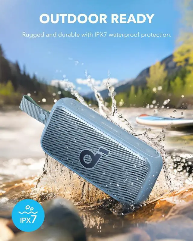 Alt view image 4 of 7 - Motion 300 by Anker, Bluetooth Speaker, Wireless Hi-Res Portable Speaker, IPX7 Waterproof, BassUp, Bluetooth 5.3, 30W Stereo Sound, 13H Playtime for Home, Shower, Outdoor, and Travel - Blue