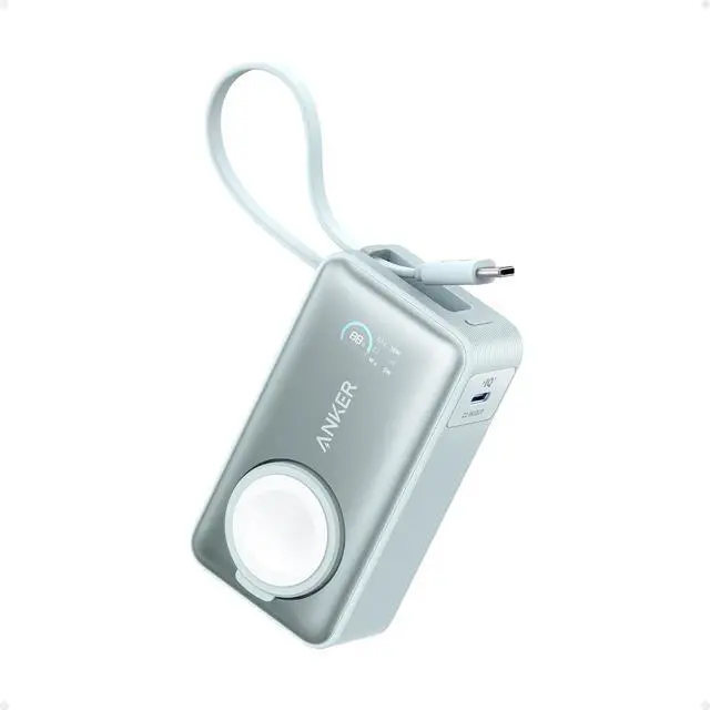 Main image of MagGo Power Bank for Apple Watch, Officially Certified 10,000mAh Compact Battery Pack with Built-in USB-C Cable, 35W Max, for iPhone 15 Series, Samsung, iPad, AirPods, and More(Green)