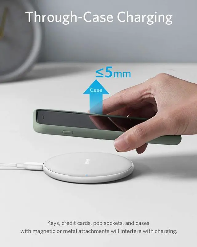 Alt view image 4 of 6 - 313 Wireless Charger (Pad), Qi-Certified 10W Max for 16/16 Pro/16 Pro Max/16/15/14/13, 10W Fast-Charging Galaxy S23/S22, AirPods (No AC Adapter, Not Compatible with MagSafe Magnetic Charging)