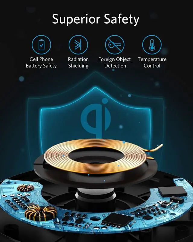 Alt view image 5 of 6 - 313 Wireless Charger (Pad), Qi-Certified 10W Max for 16/16 Pro/16 Pro Max/16/15/14/13, 10W Fast-Charging Galaxy S23/S22, AirPods (No AC Adapter, Not Compatible with MagSafe Magnetic Charging)