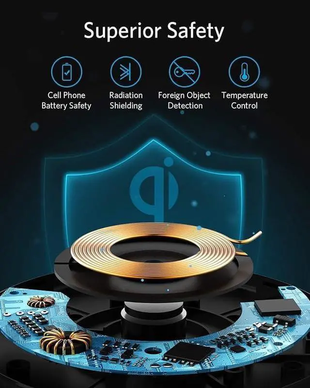 Alt view image 4 of 6 - 313 Wireless Charger (Pad), Qi-Certified, 10W Max Fast Charging for Samsung, Compatible with iPhone 16 Plus/15 Plus/14 Plus/12, AirPods (No AC Adapter, Not MagSafe Magnetic Charging Compatible)