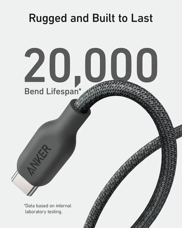 Alt view image 4 of 7 - Cable Bio-Briaded, Durable USB A to USB C Charger Cable for Samsung Galaxy Note Series, LG V30 (2 Pack, 6FT, Black)