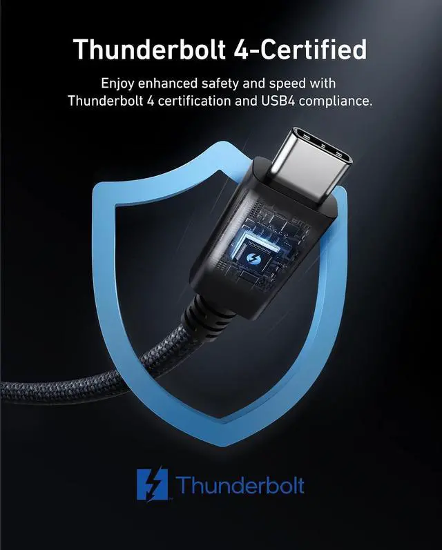 Alt view image 5 of 6 - Prime Thunderbolt 4 Cable, 3.3 ft USB C to USB C Cable, 240W Charging, 40Gbps Data Transfer, Supports 8K/4K Displays, for iPhone 16 Series, MacBook Air, iPad, Samsung (Thunderbolt 4-Certified)