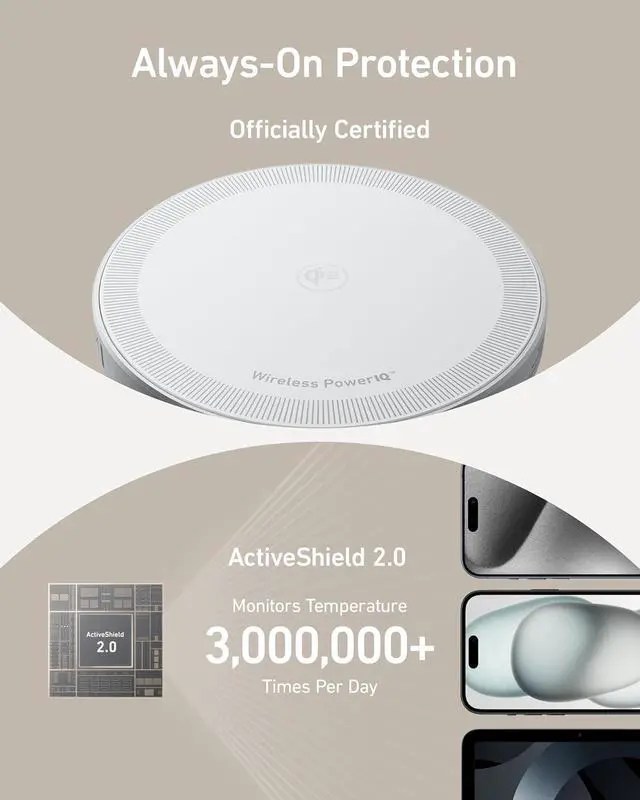 Alt view image 5 of 7 - MagSafe Charger Pad Compatible, MagGo iPhone 16 Wireless Charging Pad, Qi2 Certified 15W Wireless Charger for iPhone 16/16 Plus/16 Pro/16 Pro Max/15/14/13/12 Series (White, No Adapter)